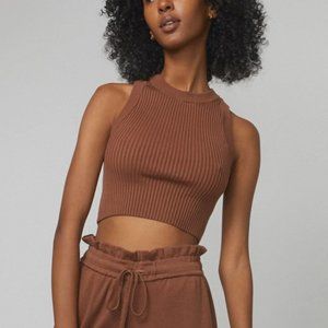 EUC Lunya Cozy Cotton Silk Crop Tank humble brown size small